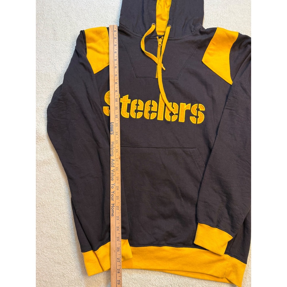 NFL Pittsburgh Steelers Quarter Zip Hoodie Black Yellow Graphic Sweatshirt Mens